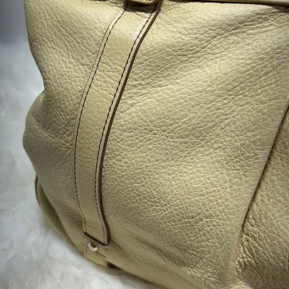 Etienne Aigner Cream Leather Tote Bag Shoulder Bag Gold Hardware - Picture 5 of 13